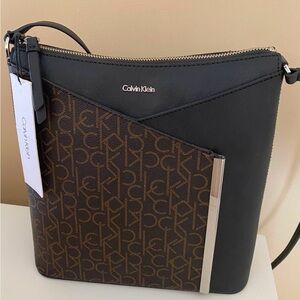 Calvin Klein Black and Brown Crossbody Bag